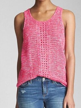 pink Gap Open-Stitch Tank Top breathable crochet design